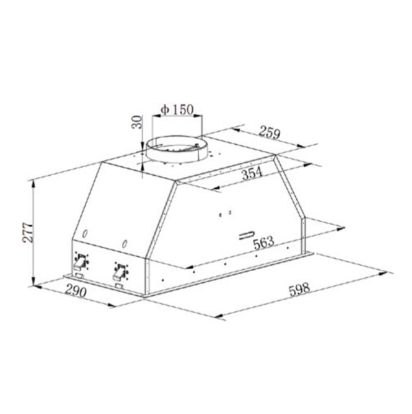 Bản vẽ kỹ thuật Máy hút mùi Hafele HC-B6031B 533.87.796 âm tủ