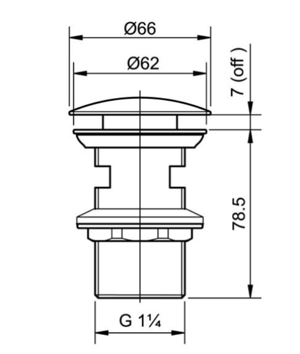 Bản vẽ kỹ thuật bộ Xả Nhấn Cho Lavabo TOTO T6JV6 xám than chì mờ