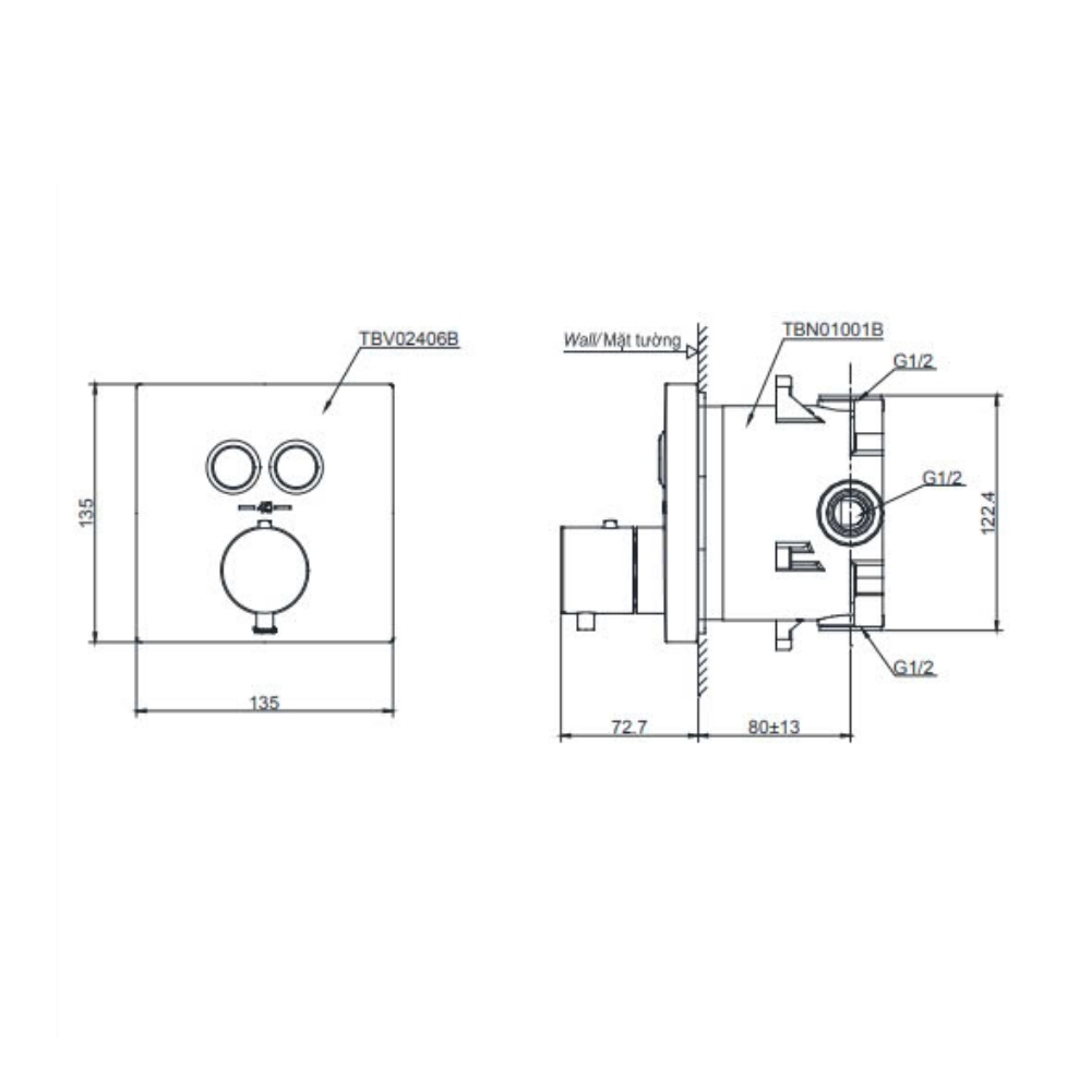 Van điều chỉnh nhiệt độ TOTO TBV02406BA#MBL/TBN01001b đen mờ