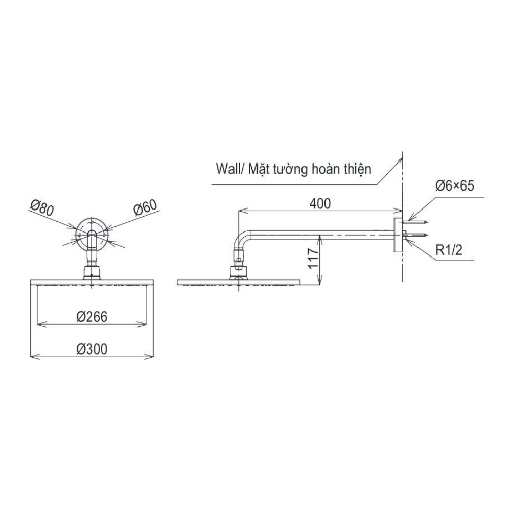 Bát sen gắn tường dòng G dáng tròn 1 chế độ TOTO TBW07003A#BRG