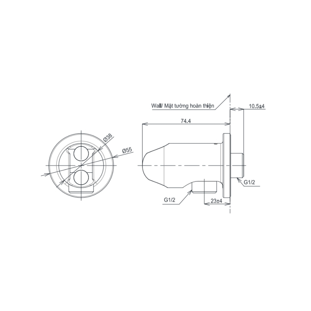 Gá sen kèm cút nối tường dòng G dáng tròn TOTO TBW07021A#BRG vàng hồng mờ