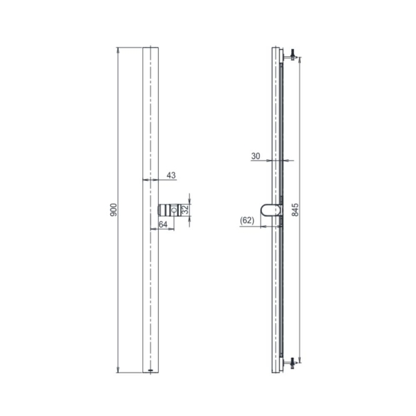 Bản vẽ kỹ thuật thanh trượt sen TOTO TBW160V0A