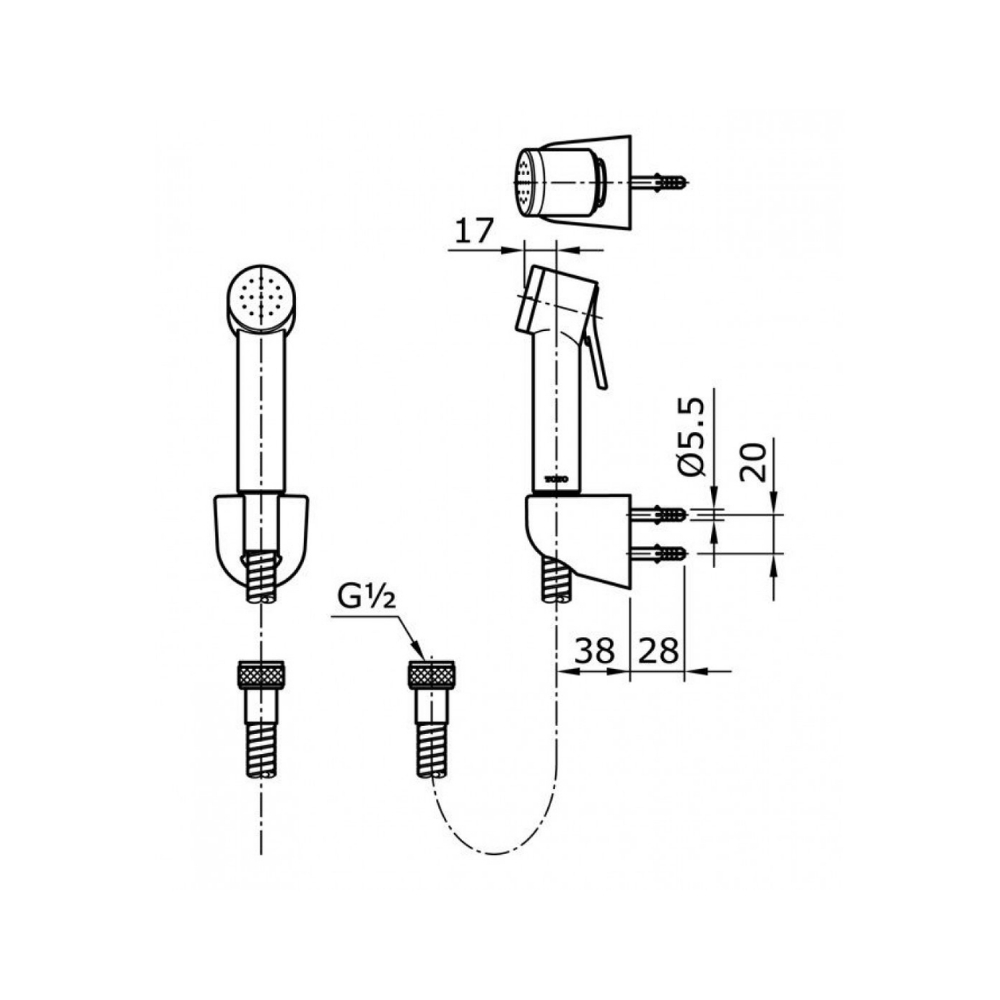Vòi xịt TOTO THX20SEV1#BRG màu vàng hồng mờ