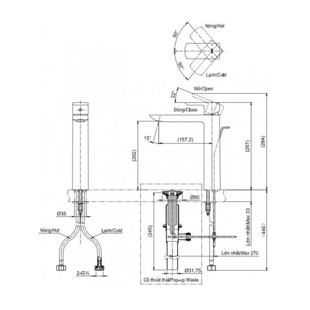 Vòi lavabo TOTO TLG02307B#BFG màu vàng pháp mờ