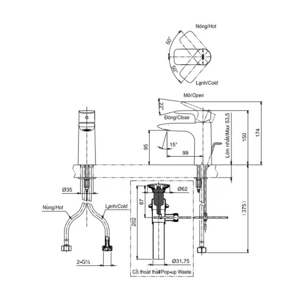 Vòi chậu gật gù nóng lạnh GA TOTO TLG04301B#MBL đen mờ