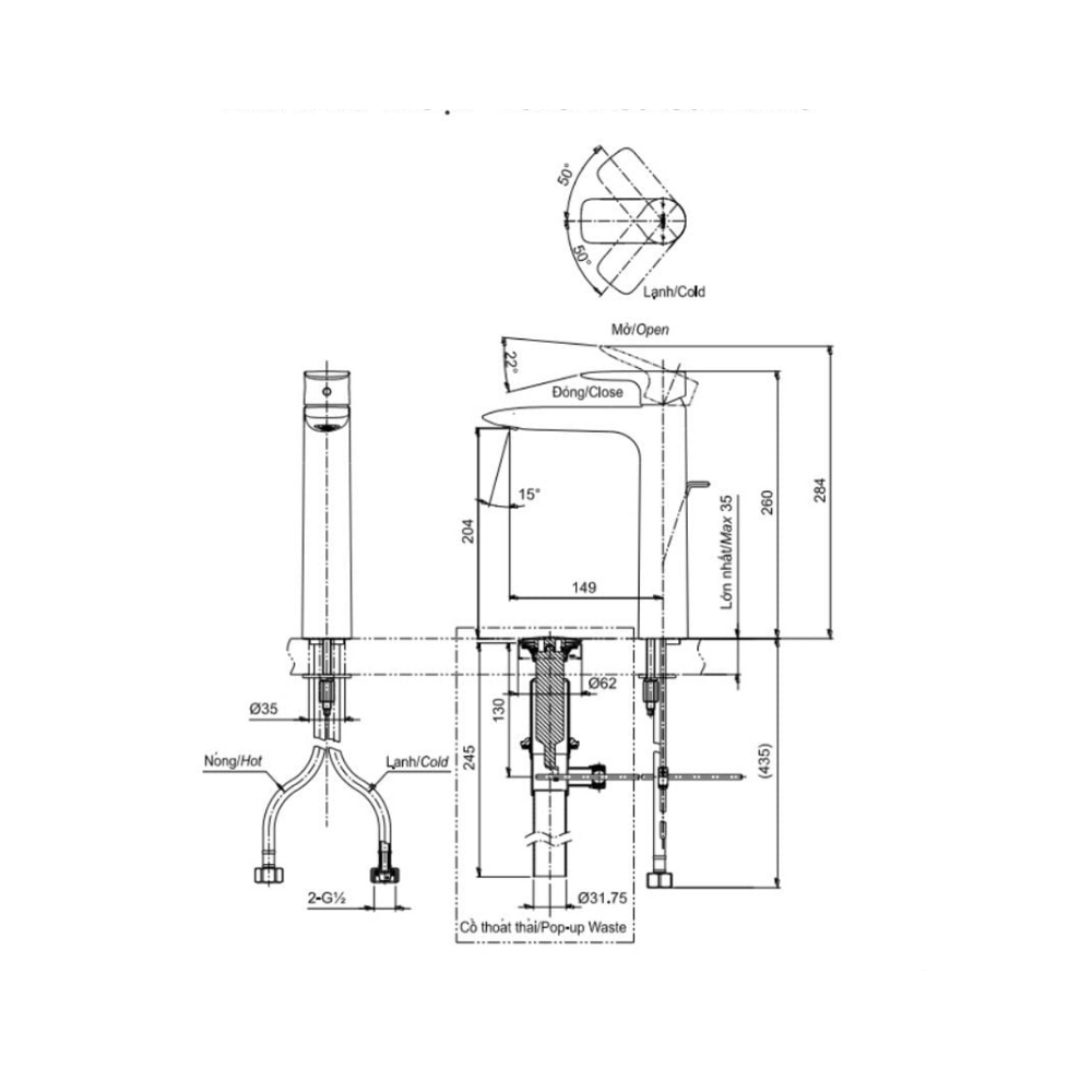 Vòi lavabo TOTO TLG04307B#BFG màu vàng pháp mờ