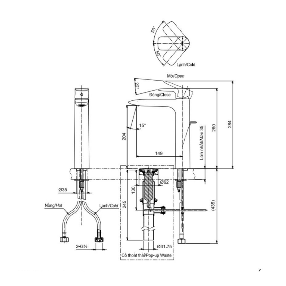 Vòi chậu gật gù nóng lạnh GA TOTO TLG04307B#MBL đen mờ