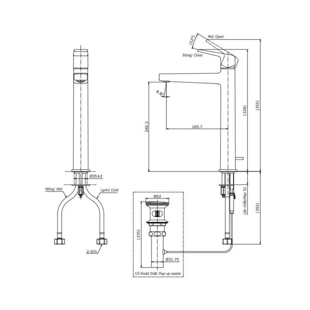 Vòi chậu gật gù nóng lạnh GB TOTO TLG10305B#MBL đen mờ