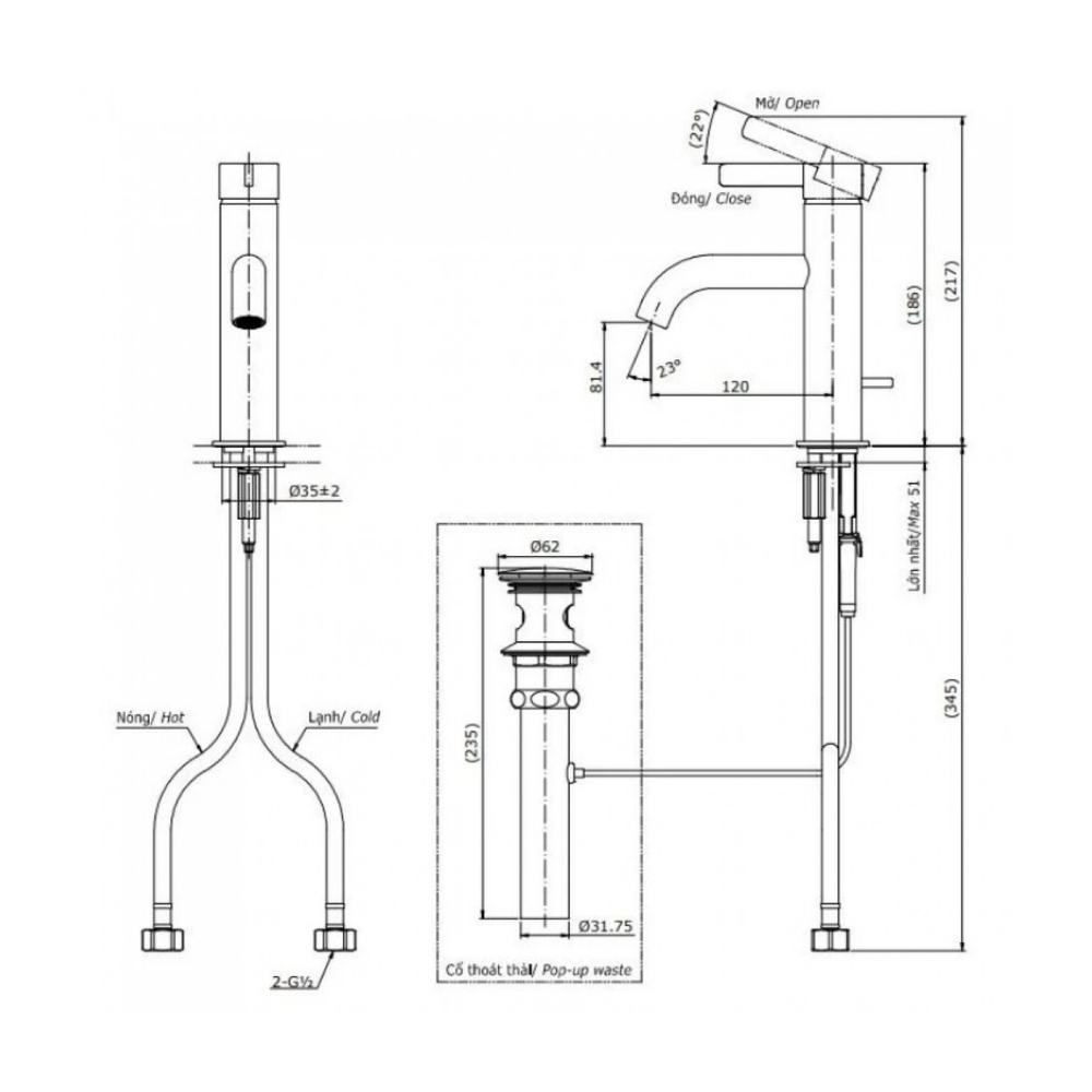 Vòi chậu gật gù nóng lạnh GF TOTO TLG11301B#MBL đen mờ