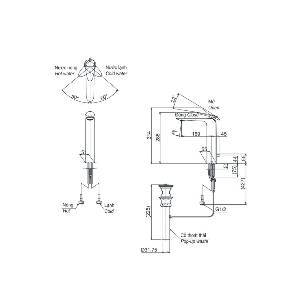 Vòi lavabo TOTO TLP03301A1#BFG màu vàng Pháp mờ