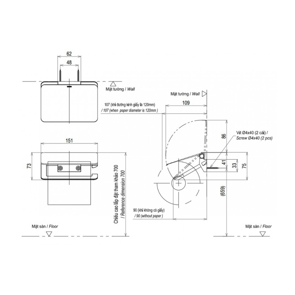 Lô giấy vệ sinh G (tròn) TOTO YH902V#BRG vàng hồng mờ