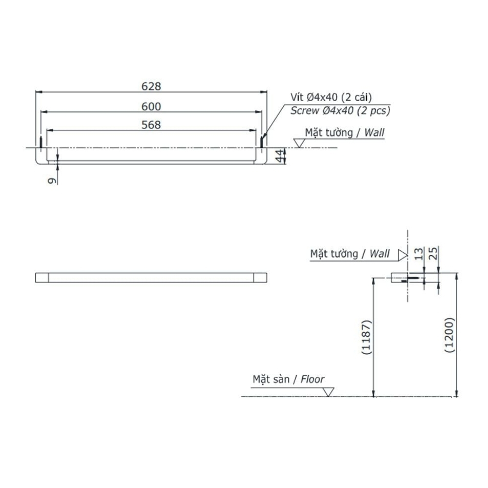 Thanh vắt khăn G (tròn) TOTO YT902S6V#BRG vàng hồng mờ