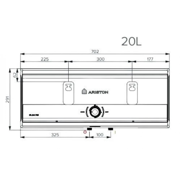 Bản vẽ kỹ thuật Máy nước nóng ARISTON SL3 20 RS gián tiếp 20L bình ngang