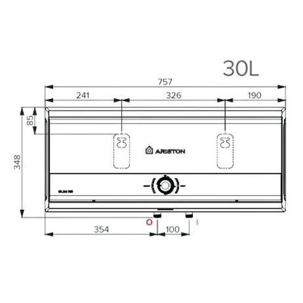 Bản vẽ kỹ thuật Máy nước nóng ARISTON SL3 30 R gián tiếp 30L bình ngang