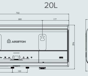 Bản vẽ kỹ thuật Máy nước nóng ARISTON SL3 20 TOP WIFI gián tiếp 20L bình ngang