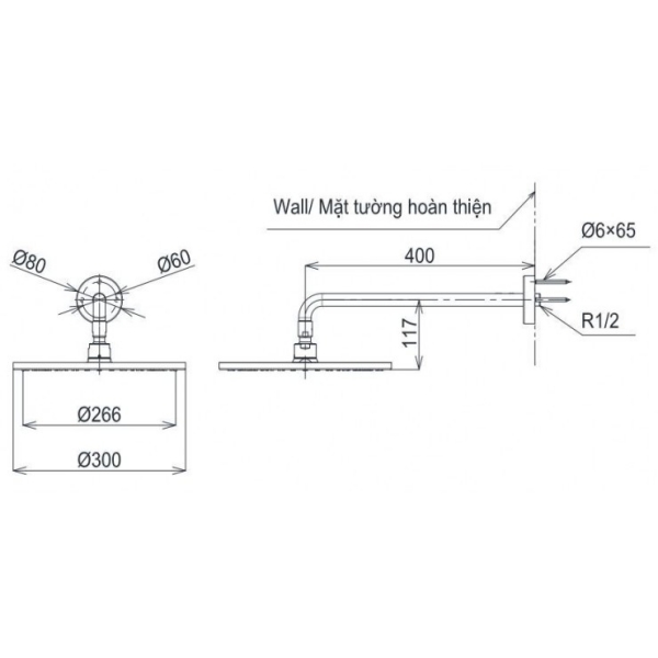 Bản vẽ kỹ thuật bát sen TOTO TBW07003A#BFG gắn tường màu vàng pháp mờ