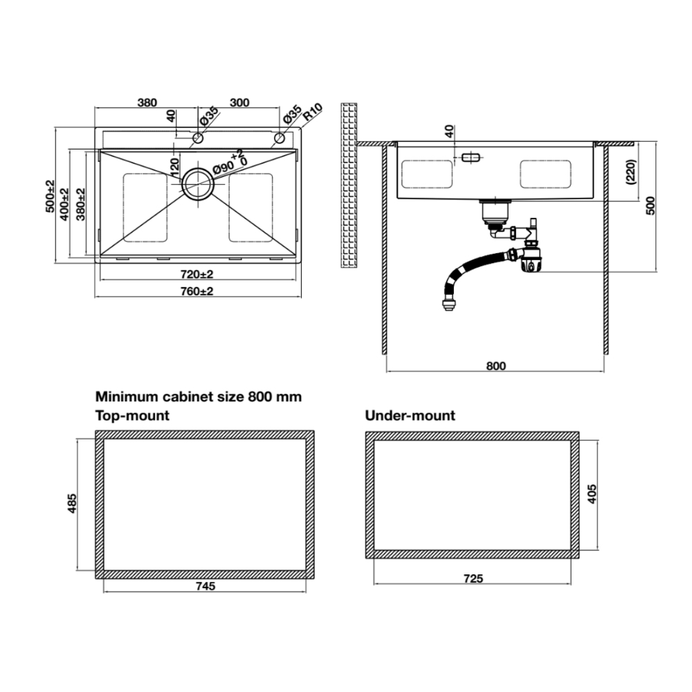 Chậu rửa chén Hafele WS R10 HS25-SSN1S-7650 567.24.484 màu titan