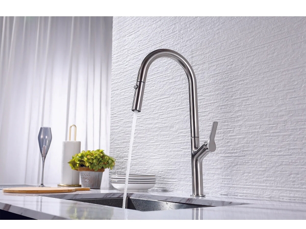 Vòi rửa chén Hafele LUX-P HT25-SH1F449 570.85.046 dây rút màu titan