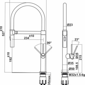 Bản vẽ Vòi rửa chén Hafele HT24-SH1F527-BR 570.85.051