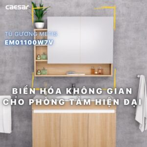 Tủ gương Caesar EM01100W7V màu vân gỗ 100cm