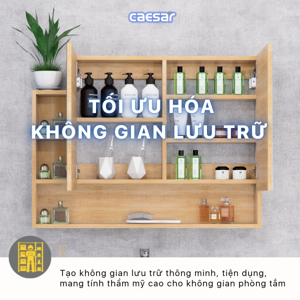 Tủ gương Caesar EM01100W7V màu vân gỗ 100cm