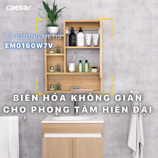 Tủ gương Caesar EM0160W7V màu vân gỗ 60cm