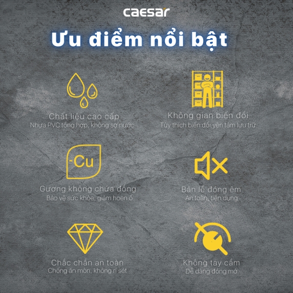 Tủ gương Caesar EM0160W7V màu vân gỗ 60cm