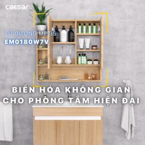 Tủ gương Caesar EM0180W7V màu vân gỗ 80cm
