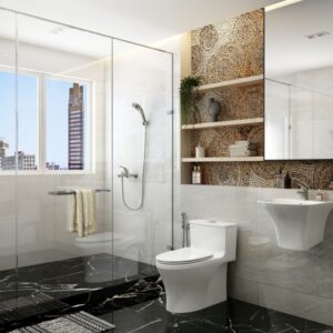 Bàn cầu một khối HL2 + Xịt VG826 + VG853 tích hợp men sứ Nano Titan