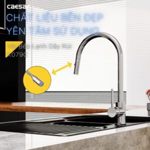 Vòi rửa chén Caesar K079C nóng lạnh dây rút