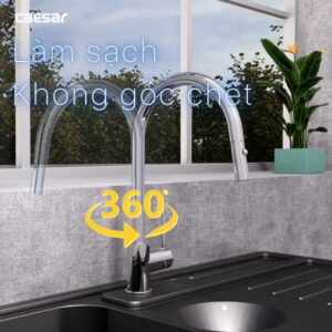 Vòi rửa chén Caesar K079C nóng lạnh dây rút