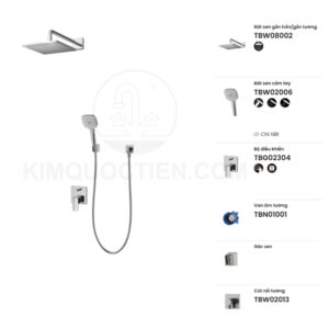 Sen tắm âm tường TOTO TBG02304BA/TBN01001B/TBW08002A/TBW02006V/TBW02013B nóng lạnh
