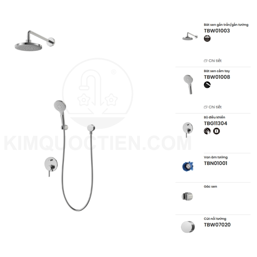 Sen tắm âm tường TOTO TBG11304VA/TBN01001B/TBW01003A/TBW01008V/TBW07020A nóng lạnh