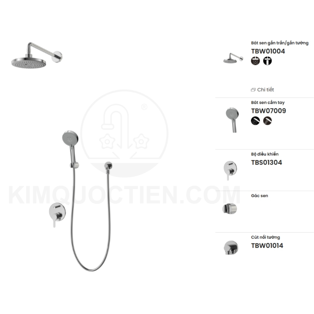 Sen tắm âm tường TOTO TBS01304B/TBW01004A/TBW07009A/TBW01014B nóng lạnh
