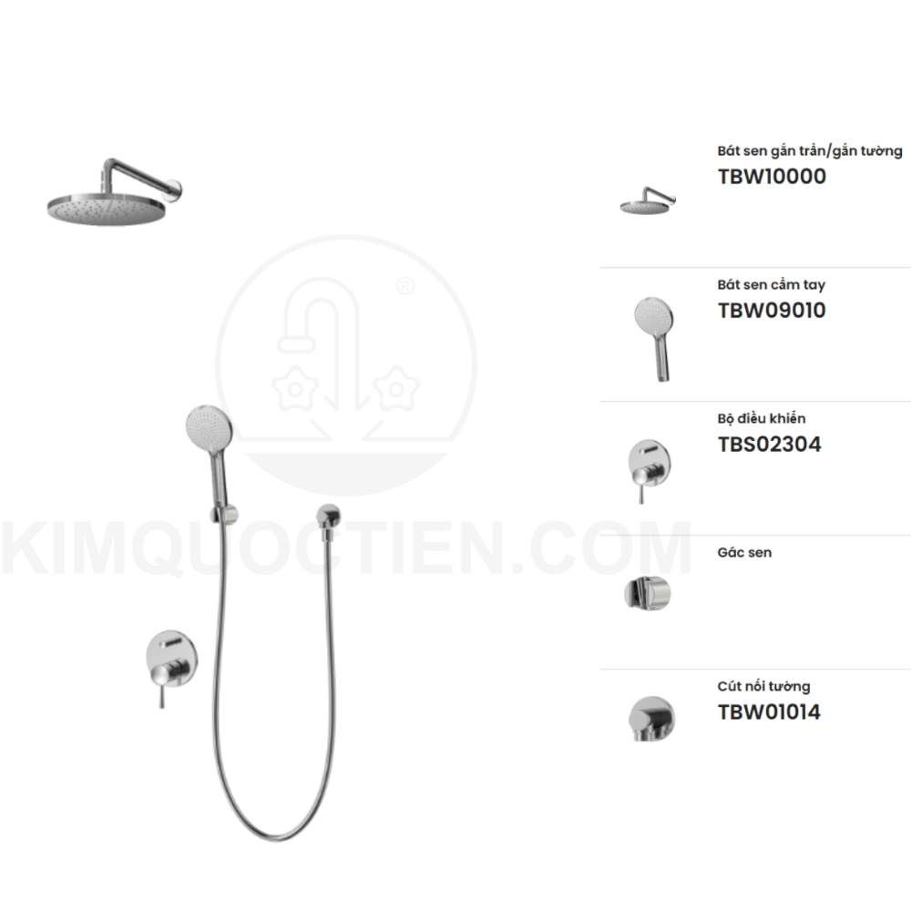 Sen tắm âm tường TOTO TBS02304B/TBW10000V/TBW09010V/TBW01014B nóng lạnh