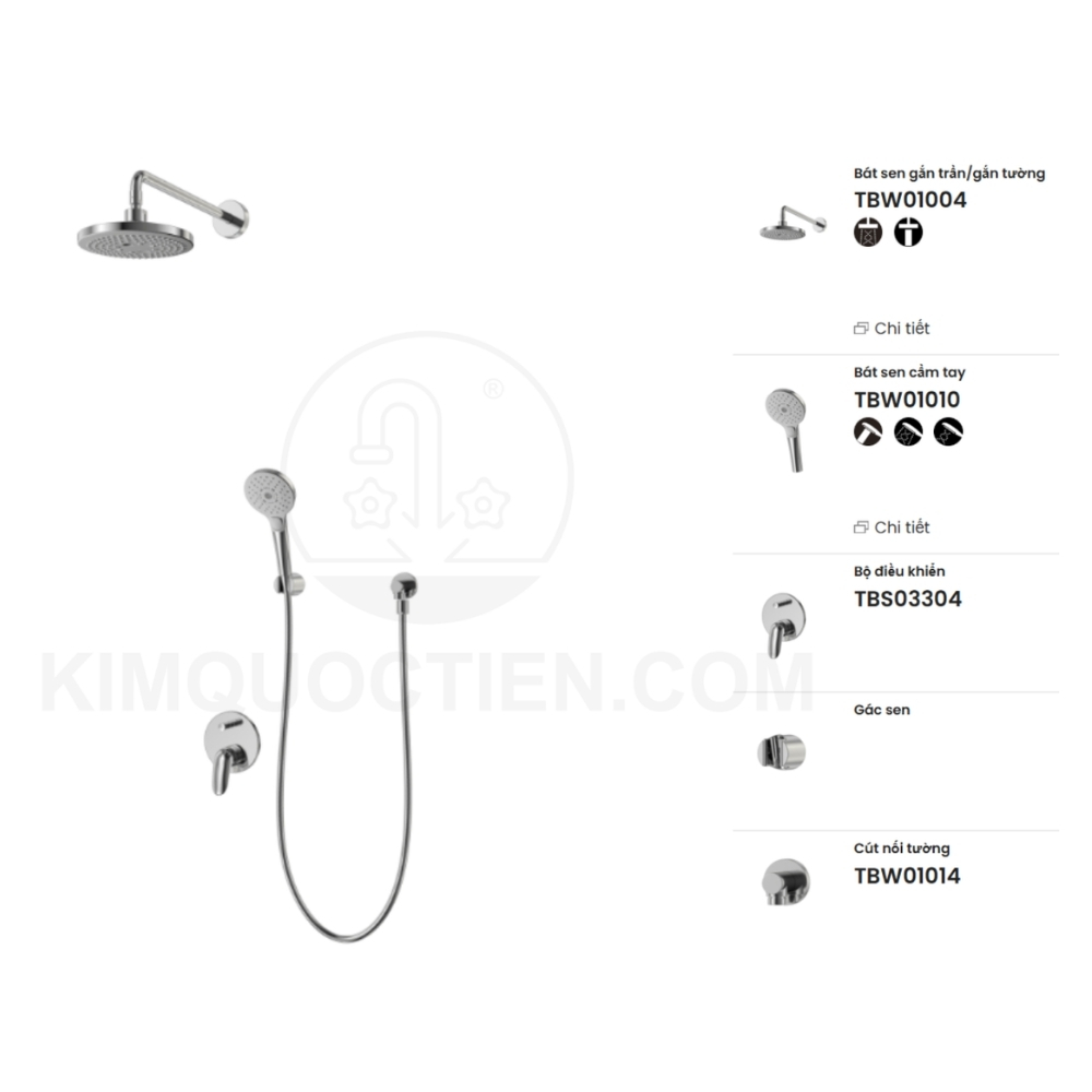 Sen tắm âm tường TOTO TBS03304B/TBW01004A/TBW01008V/TBW01014B nóng lạnh