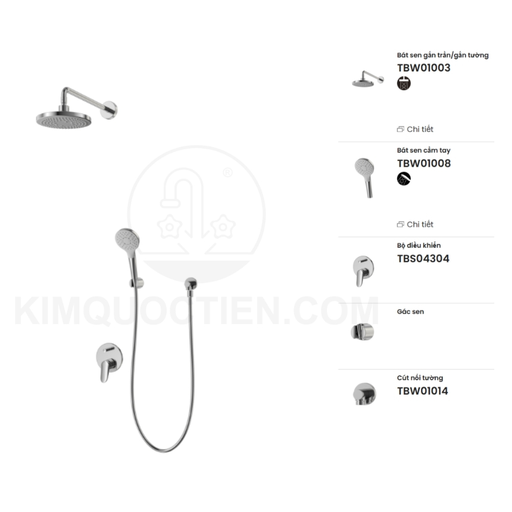 Sen tắm âm tường TOTO TBS04304B/TBW01003A/TBW01008V/TBW01014B nóng lạnh