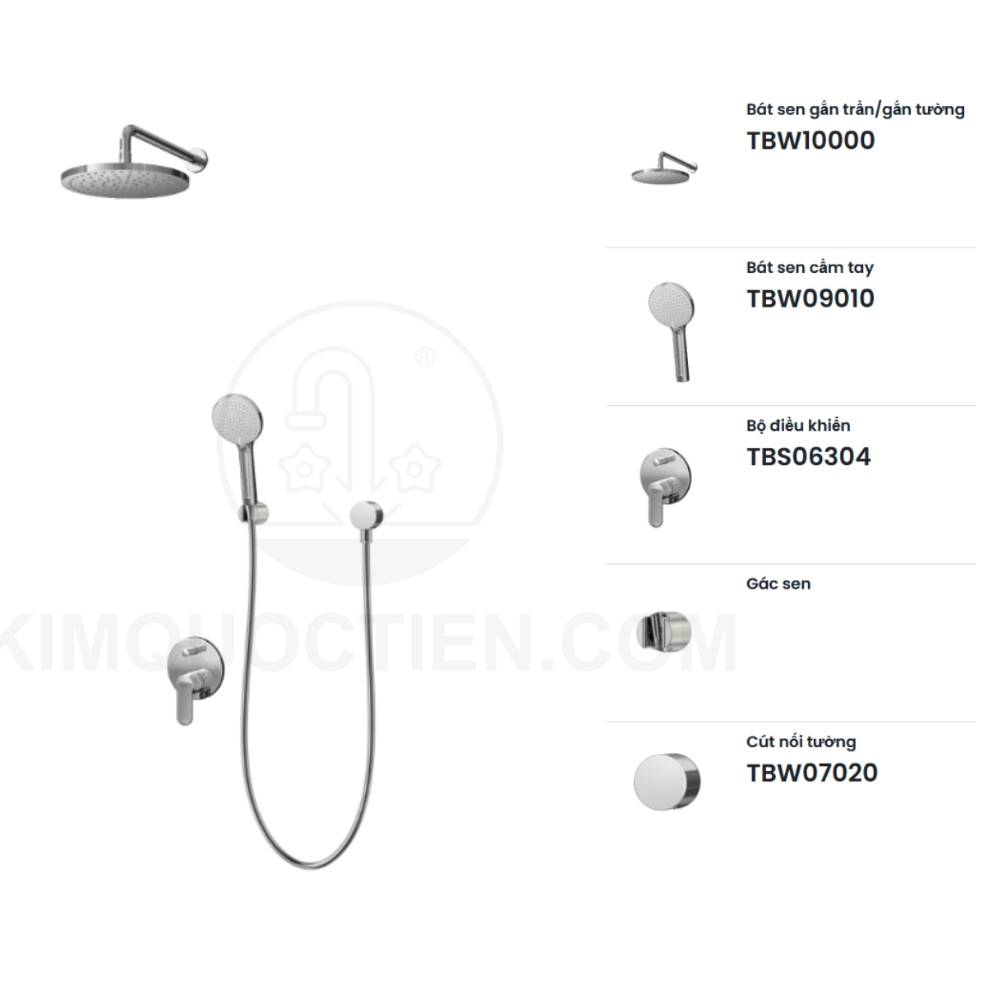 Sen tắm âm tường TOTO TBS06304A/TBS01304B1/TBW10000V/TBW09010V/TBW07020A nóng lạnh