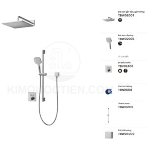 Sen tắm âm tường TOTO TBV02406B/TBN01001B/TBW08003A/TBW02005V/TBW08009A/TBW07019A điều chỉnh nhiệt độ