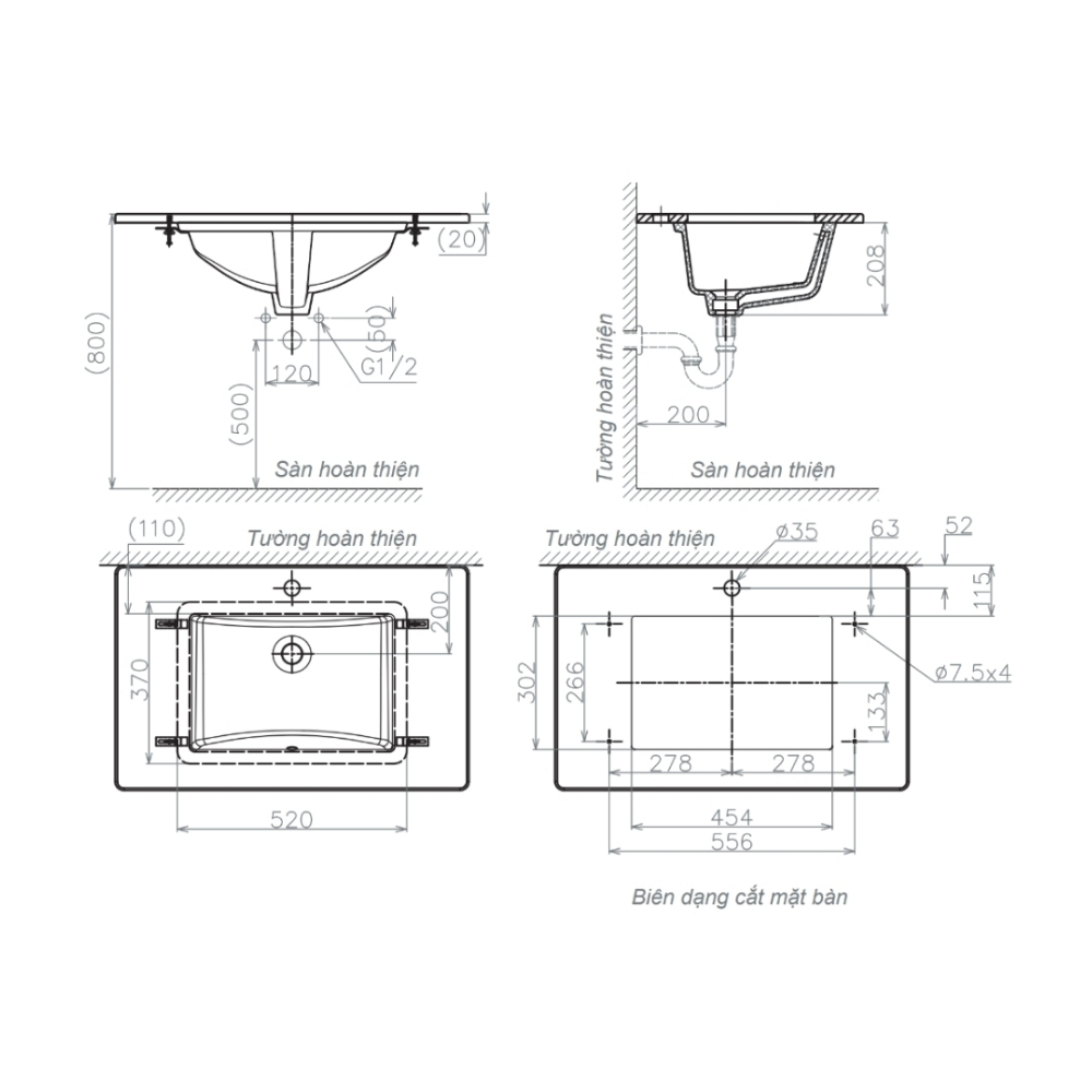 Chậu đặt âm bàn US2
