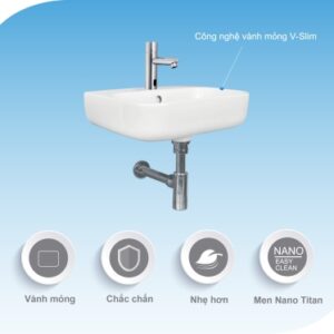 Chậu treo tường + Chân V23 thiết kế mỏng nhẹ, thời thượng