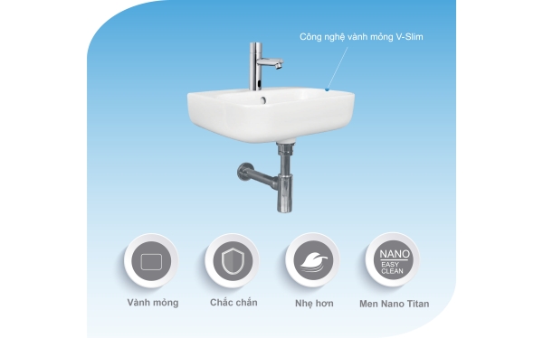 Chậu treo tường + Chân V23 thiết kế mỏng nhẹ, thời thượng