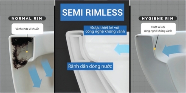 Bàn cầu một khối V65 + Xịt VG826 + VG853 thiết kế không vành trơn láng