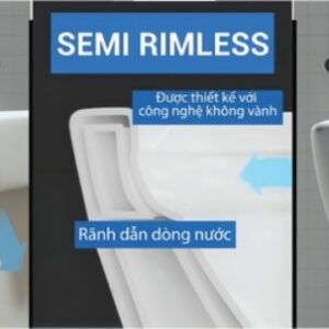Bàn cầu một khối Hải Vân V68 + Xịt VG826 + VG853 thiết kế không vành Rimless