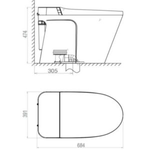 Bản vẽ kỹ thuật Bồn cầu thông minh Viglacera V882B
