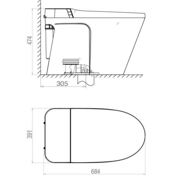 Bản vẽ kỹ thuật Bồn cầu thông minh Viglacera V882B