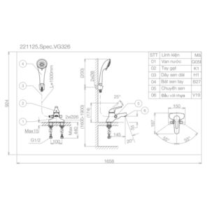 Vòi chậu 3 lỗ liền sen nóng lạnh VG326