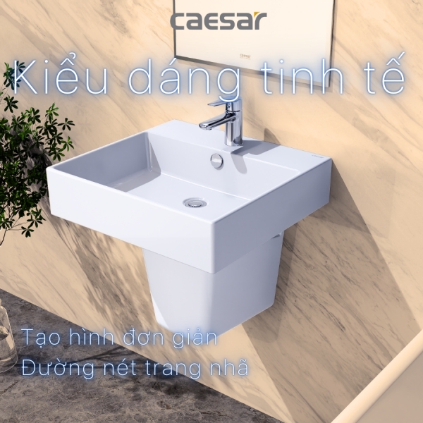 Lavabo treo tường Caesar LF5263/PF2463 chân lửng