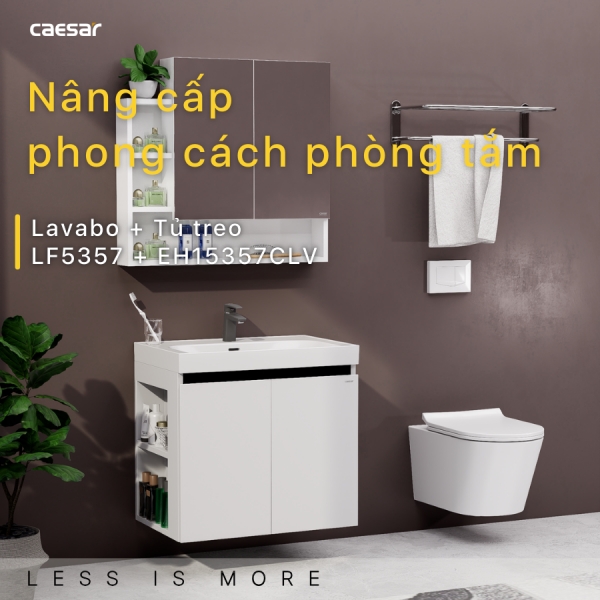 Tủ lavabo Caesar LF5357/EH15357CLV 70cm màu trắng hộc trái