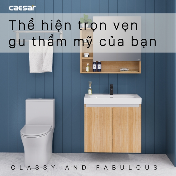 Tủ lavabo Caesar LF5357/EH15357CLW7V 70cm màu vân gỗ hộc trái